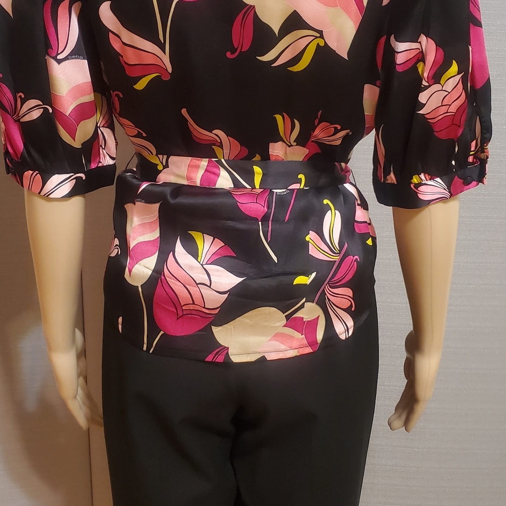 Womens Bebe Silk Blouse VINTAGE - Picture 6 of 9